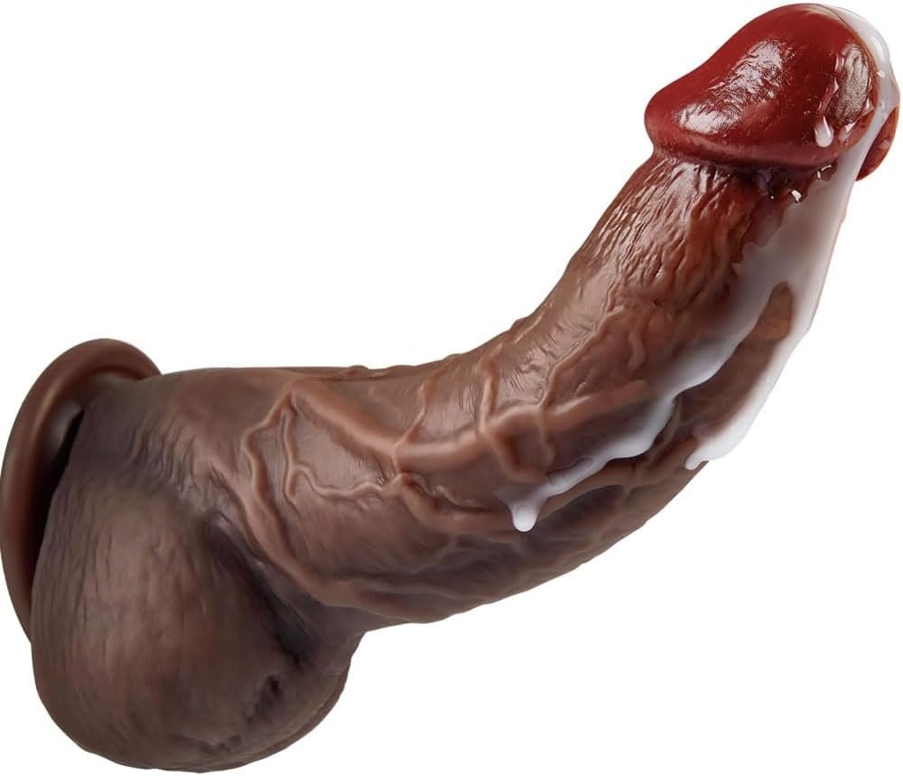 20 cm Kavisli Gerçekçi Siyah Dildo G-Noktası ve Anal Uyarıcı Damarlı