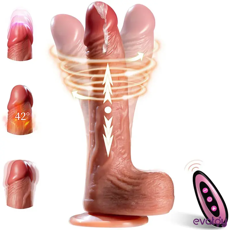 قضيب اصطناعي دوار برأس ساخن من كريزي جو بطول 22 سم